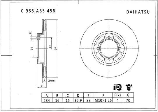 BOSCH 0 986 AB5 456 - Тормозной диск unicars.by