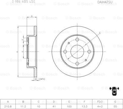 BOSCH 0 986 AB5 450 - Тормозной диск unicars.by