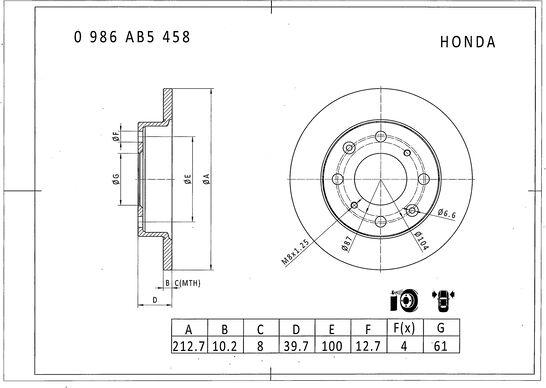 BOSCH 0 986 AB5 458 - Тормозной диск unicars.by