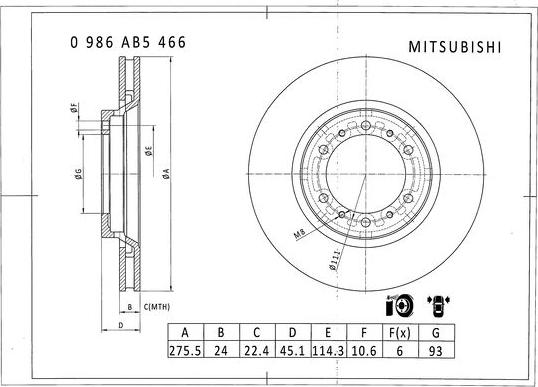 BOSCH 0 986 AB5 466 - Тормозной диск unicars.by