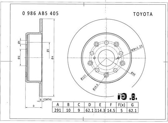 BOSCH 0 986 AB5 405 - Тормозной диск unicars.by