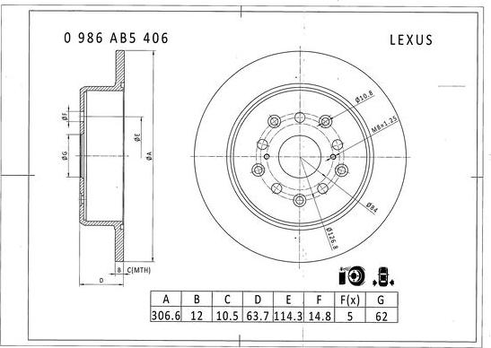 BOSCH 0 986 AB5 406 - Тормозной диск unicars.by