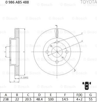 BOSCH 0 986 AB5 488 - Тормозной диск unicars.by