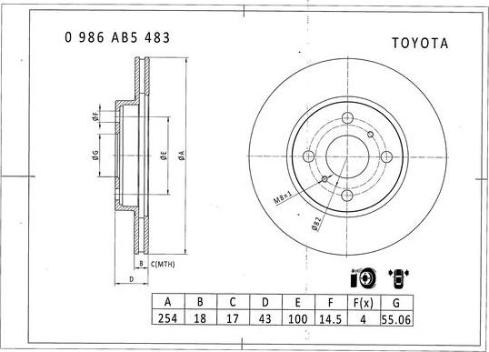 BOSCH 0 986 AB5 483 - Тормозной диск unicars.by