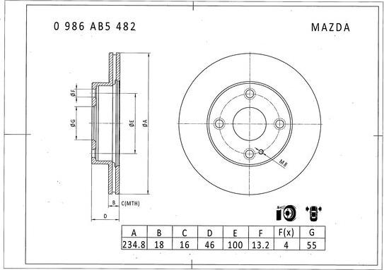 BOSCH 0 986 AB5 482 - Тормозной диск unicars.by