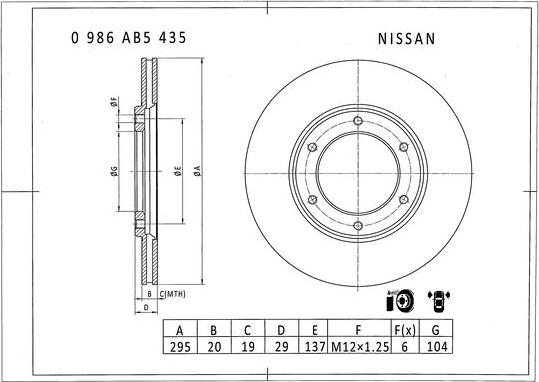 BOSCH 0 986 AB5 435 - Тормозной диск unicars.by