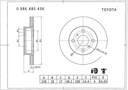 BOSCH 0 986 AB5 436 - Тормозной диск unicars.by