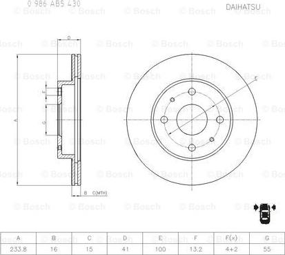 BOSCH 0 986 AB5 430 - Тормозной диск unicars.by