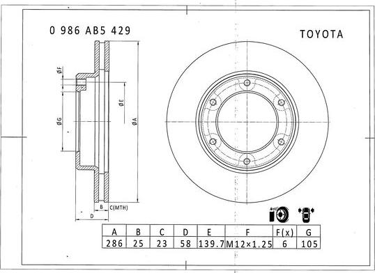 BOSCH 0 986 AB5 429 - Тормозной диск unicars.by