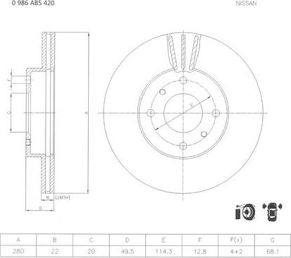 BOSCH 0 986 AB5 420 - Тормозной диск unicars.by