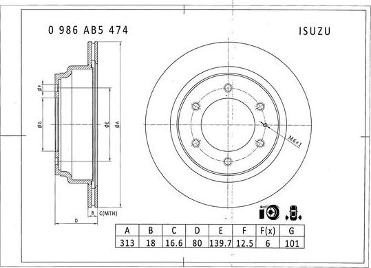 BOSCH 0 986 AB5 474 - Тормозной диск unicars.by