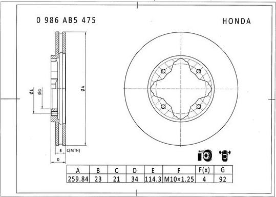 BOSCH 0 986 AB5 475 - Тормозной диск unicars.by