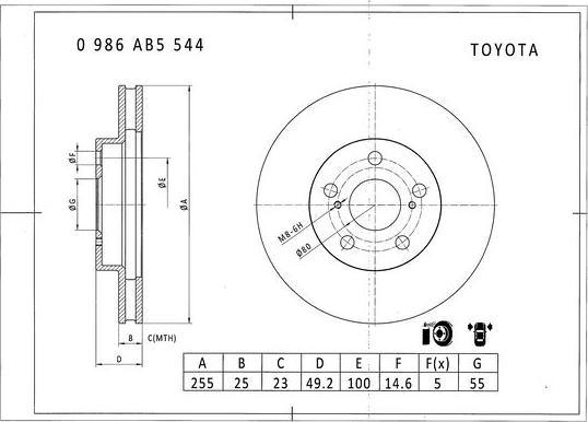 BOSCH 0 986 AB5 544 - Тормозной диск unicars.by