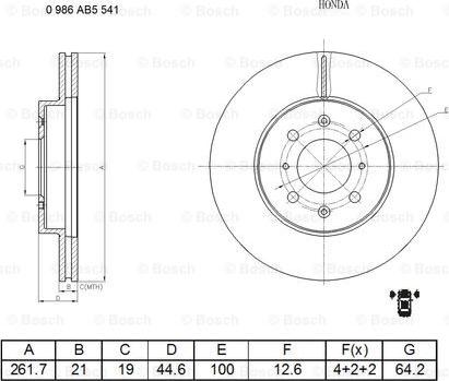 BOSCH 0 986 AB5 541 - Тормозной диск unicars.by