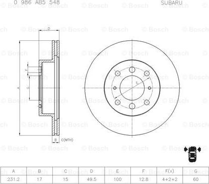 BOSCH 0 986 AB5 548 - Тормозной диск unicars.by