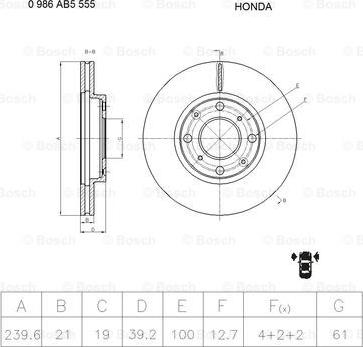 BOSCH 0 986 AB5 555 - Тормозной диск unicars.by