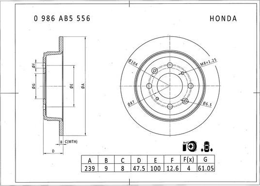 BOSCH 0 986 AB5 556 - Тормозной диск unicars.by