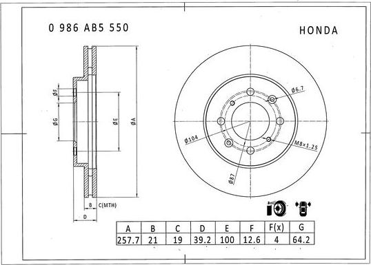 BOSCH 0 986 AB5 550 - Тормозной диск unicars.by