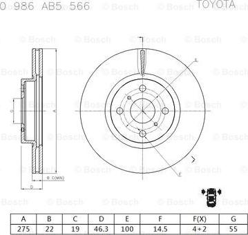 BOSCH 0 986 AB5 566 - Тормозной диск unicars.by