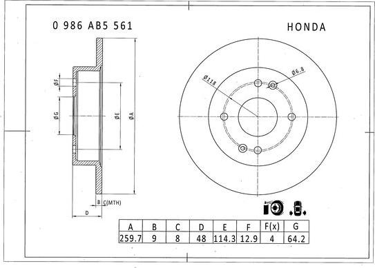 BOSCH 0 986 AB5 561 - Тормозной диск unicars.by