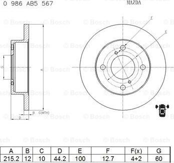 BOSCH 0 986 AB5 567 - Тормозной диск unicars.by