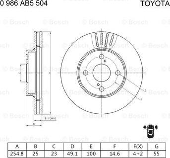 BOSCH 0 986 AB5 504 - Тормозной диск unicars.by