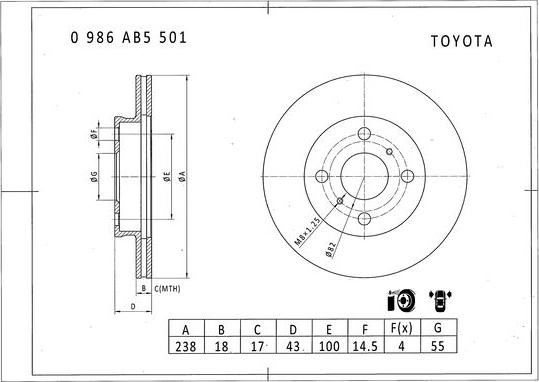 BOSCH 0 986 AB5 501 - Тормозной диск unicars.by