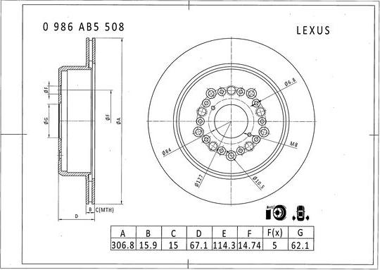 BOSCH 0 986 AB5 508 - Тормозной диск unicars.by