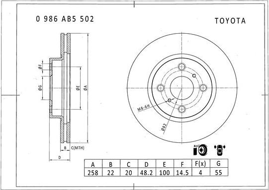 BOSCH 0 986 AB5 502 - Тормозной диск unicars.by