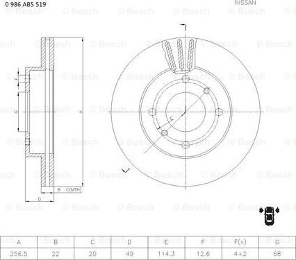 BOSCH 0 986 AB5 519 - Тормозной диск unicars.by