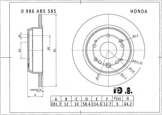 BOSCH 0 986 AB5 585 - Тормозной диск unicars.by