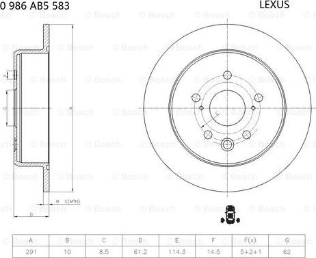 BOSCH 0 986 AB5 583 - Тормозной диск unicars.by