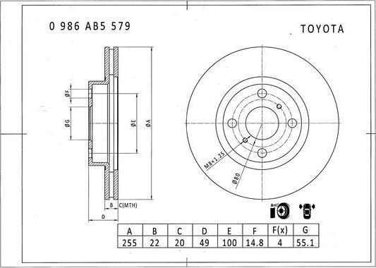 BOSCH 0 986 AB5 579 - Тормозной диск unicars.by