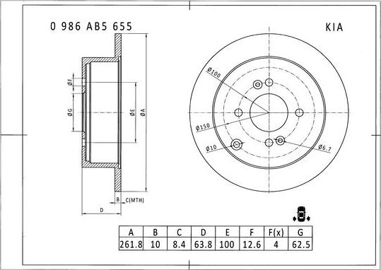 BOSCH 0 986 AB5 655 - Тормозной диск unicars.by