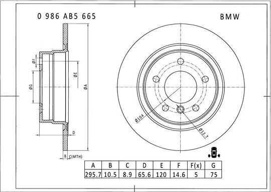 BOSCH 0 986 AB5 665 - Тормозной диск unicars.by