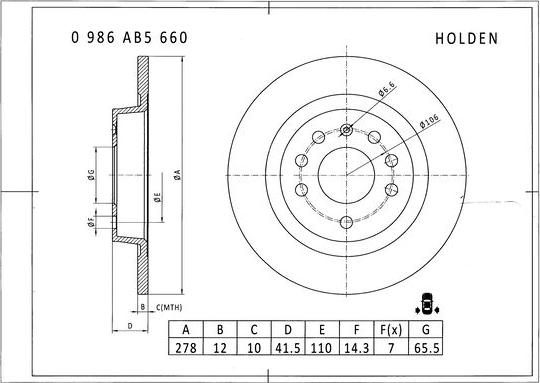 BOSCH 0 986 AB5 660 - Тормозной диск unicars.by