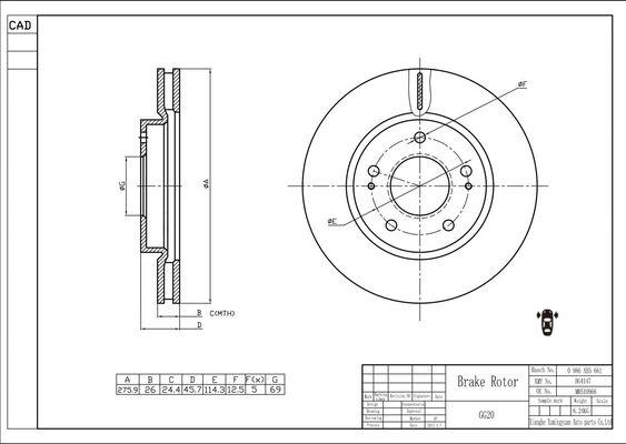 BOSCH 0 986 AB5 661 - Тормозной диск unicars.by