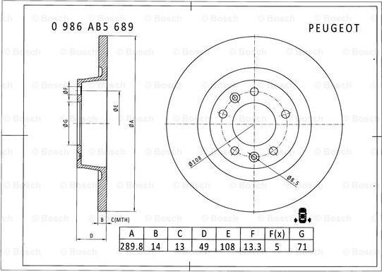 BOSCH 0 986 AB5 689 - Тормозной диск unicars.by