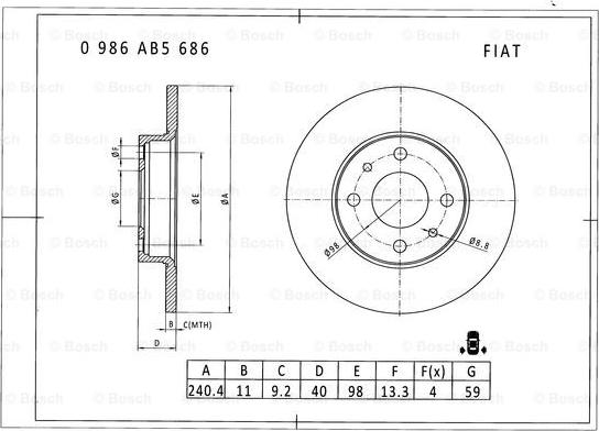 BOSCH 0 986 AB5 686 - Тормозной диск unicars.by