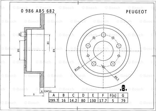 BOSCH 0 986 AB5 682 - Тормозной диск unicars.by