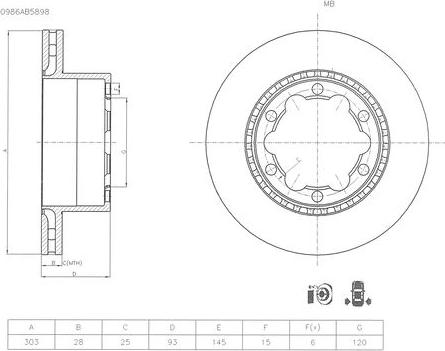 BOSCH 0 986 AB5 898 - Тормозной диск unicars.by