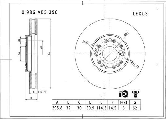 BOSCH 0 986 AB5 390 - Тормозной диск unicars.by