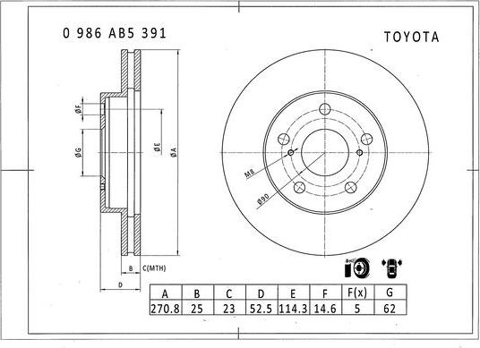 BOSCH 0 986 AB5 391 - Тормозной диск unicars.by