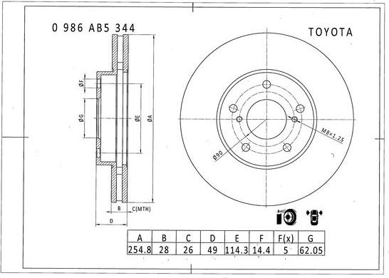 BOSCH 0 986 AB5 344 - Тормозной диск unicars.by