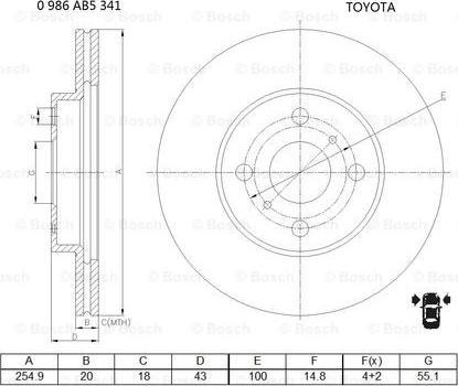 BOSCH 0 986 AB5 341 - Тормозной диск unicars.by