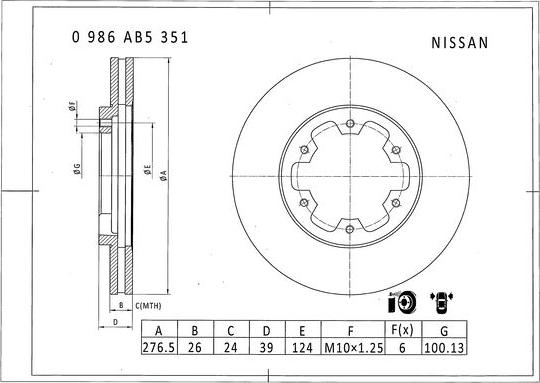 BOSCH 0 986 AB5 351 - Тормозной диск unicars.by