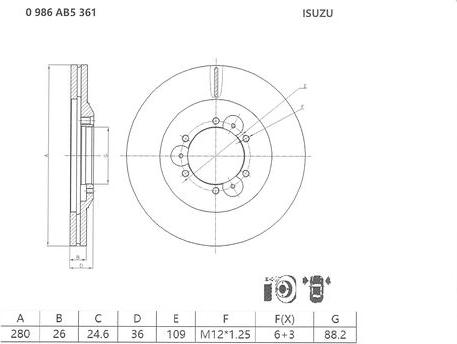 BOSCH 0 986 AB5 361 - Тормозной диск unicars.by