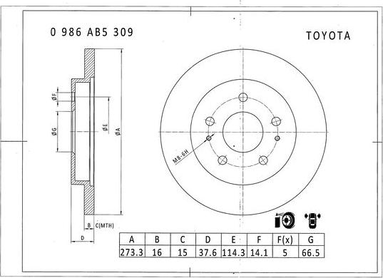 BOSCH 0 986 AB5 309 - Тормозной диск unicars.by