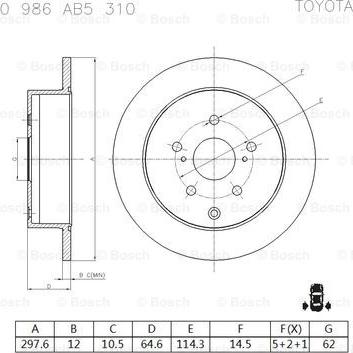 BOSCH 0 986 AB5 310 - Тормозной диск unicars.by