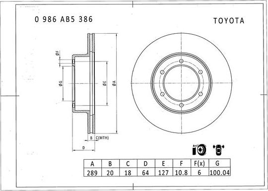 BOSCH 0 986 AB5 386 - Тормозной диск unicars.by